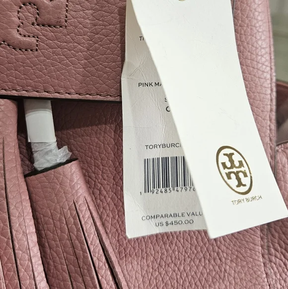 Tory Burch Pink Leather Backpack with Tassel NWT - Picture 10 of 16